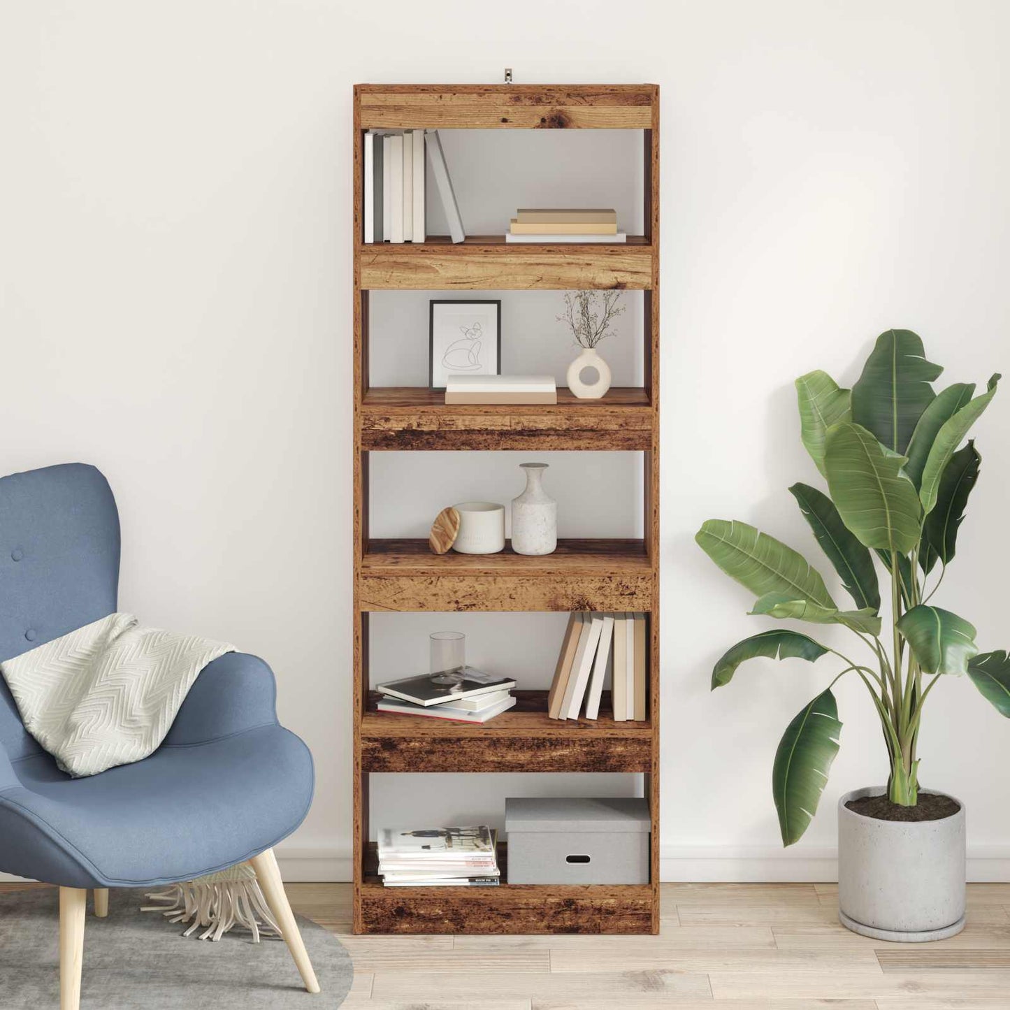 Bogskab Gammelt træ 60 x 30 x 166 cm Konstrueret træ