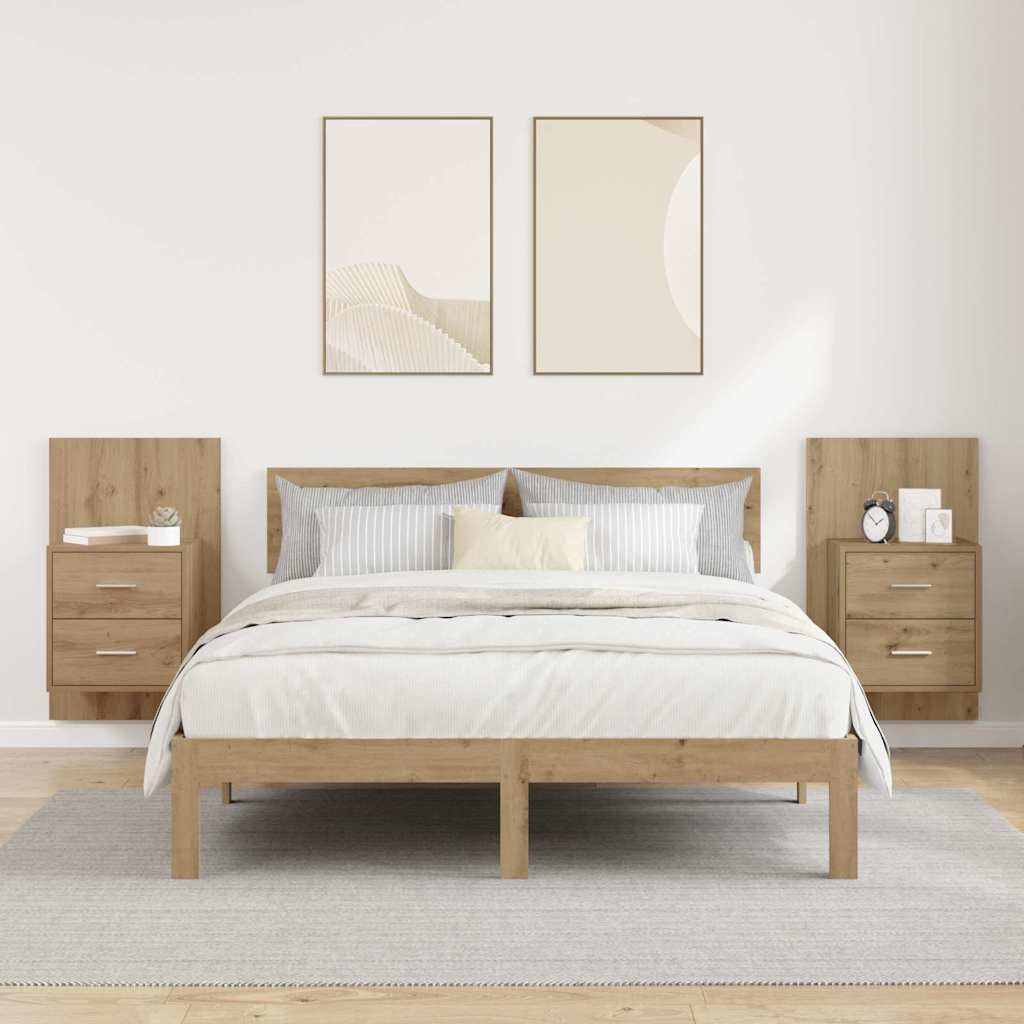 Vægmonteret natbord 2 pcs Artisan Egetræ 48,5 x 32,5 x 80 cm