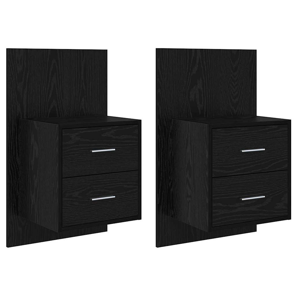 Vægmonteret natbord 2 pcs Sort eg 48,5 x 32,5 x 80 cm