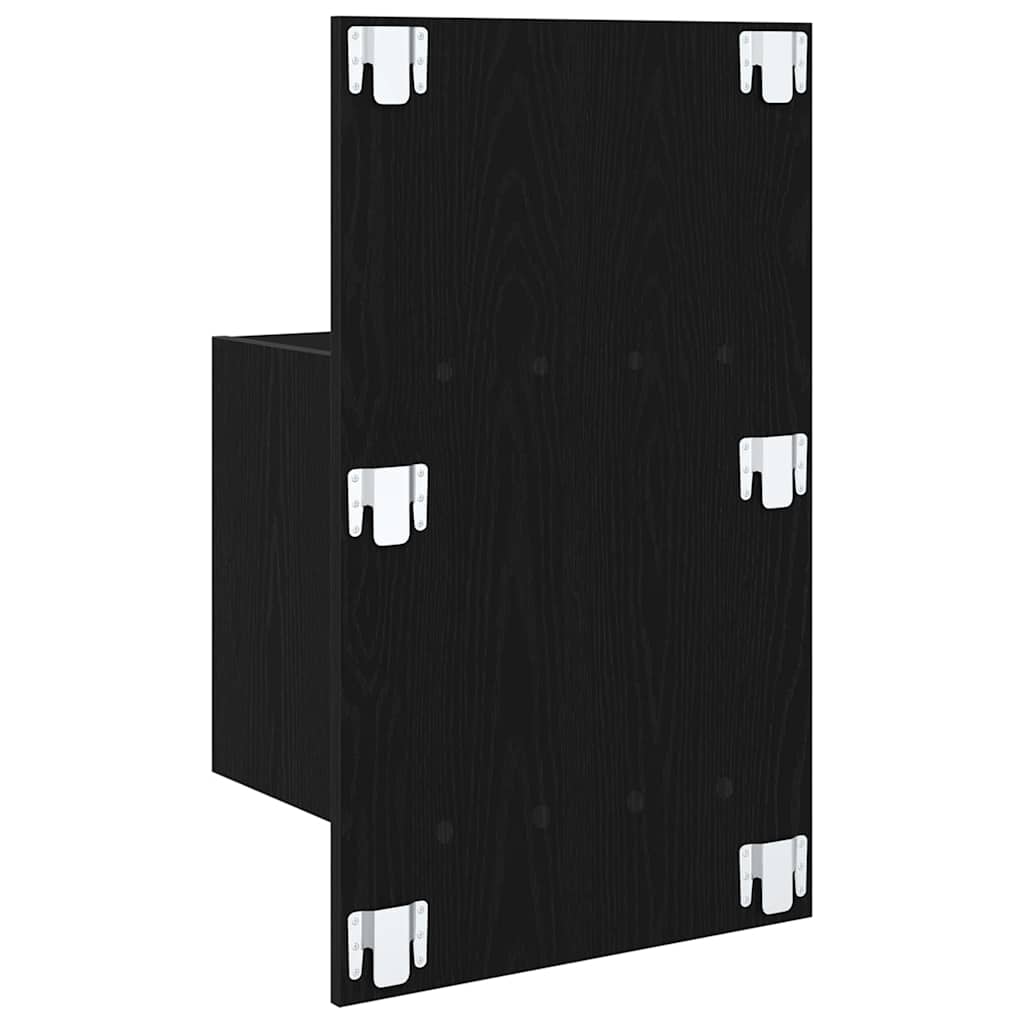 Vægmonteret natbord 2 pcs Sort eg 48,5 x 32,5 x 80 cm