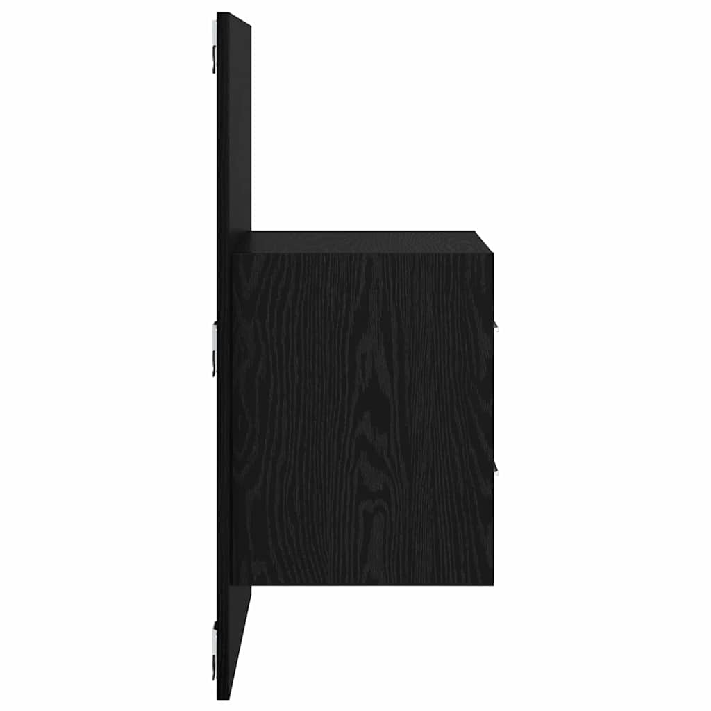 Vægmonteret natbord 2 pcs Sort eg 48,5 x 32,5 x 80 cm