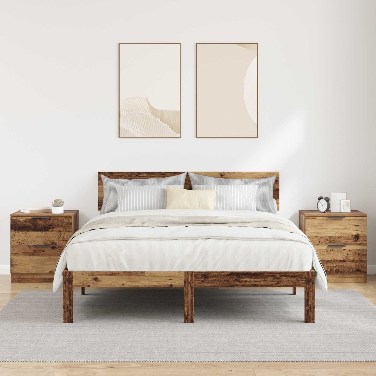 Natskab 2 pcs Gammelt træ 45 x 39 x 50cm Konstrueret træ