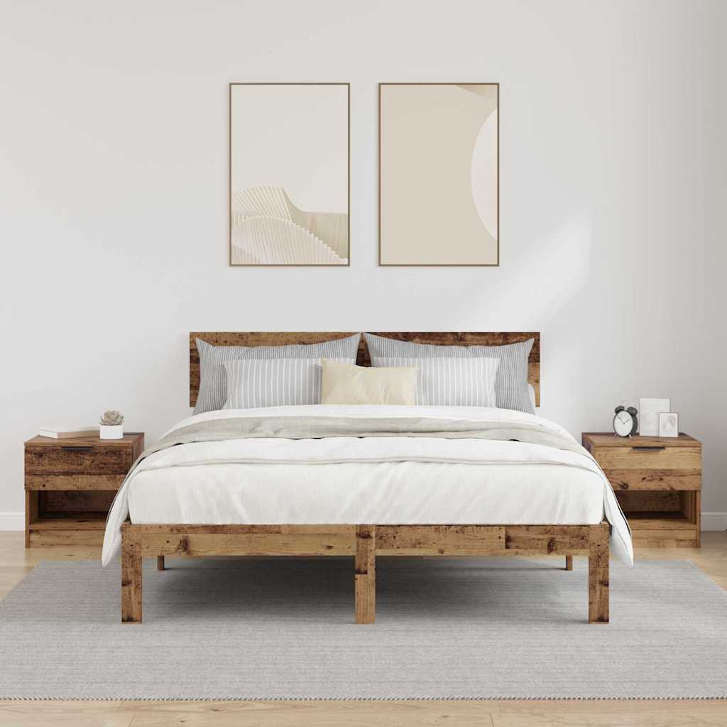 Sengeskab 2 pcs Gammelt træ 40 x 39 x 40 cm Konstrueret træ