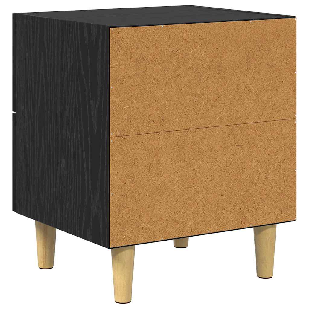 Sengeskab med skuffe Sort eg 40 x 35 x 47,5 cm Konstrueret træ