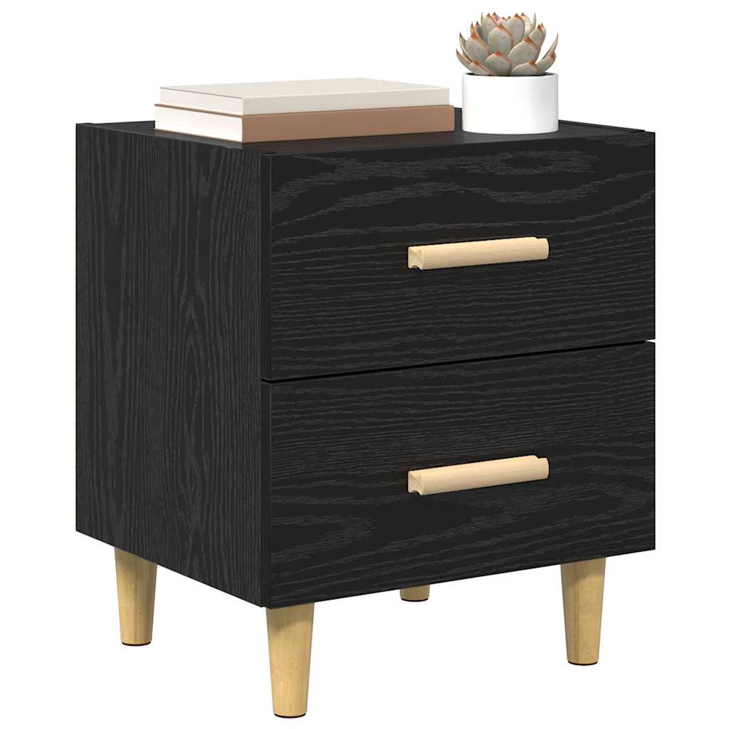Sengeskab med skuffe Sort eg 40 x 35 x 47,5 cm Konstrueret træ