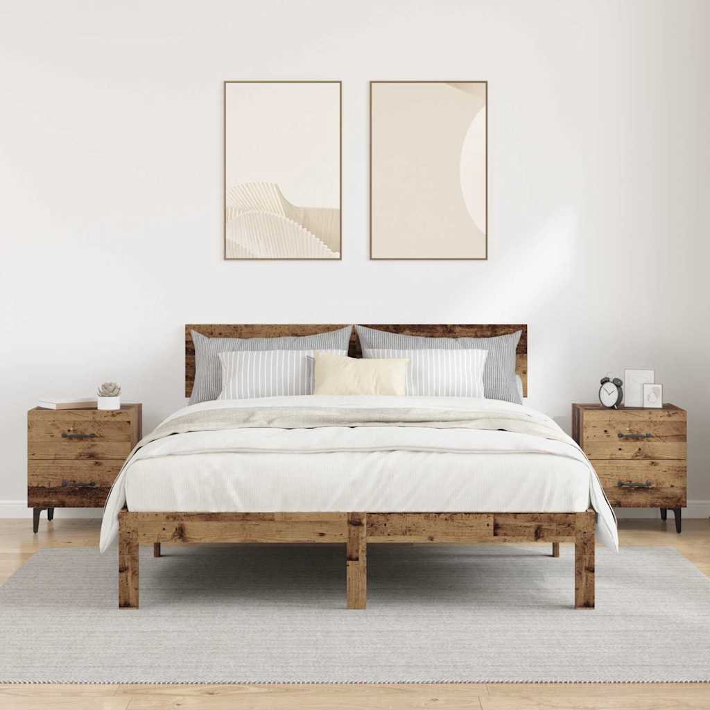 Sengeskab 2 pcs Gammelt træ 40 x 35 x 47,5 cm Konstrueret træ