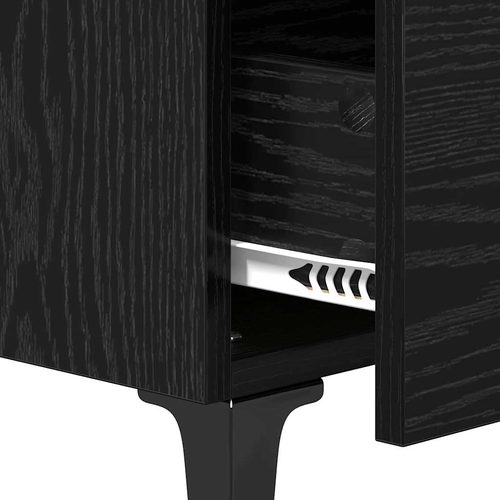 Sengeskab 2 pcs Sort eg 40 x 35 x 47,5 cm Konstrueret træ