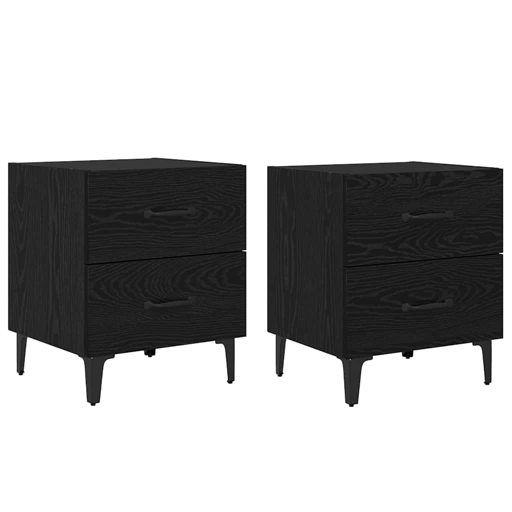 Sengeskab 2 pcs Sort eg 40 x 35 x 47,5 cm Konstrueret træ