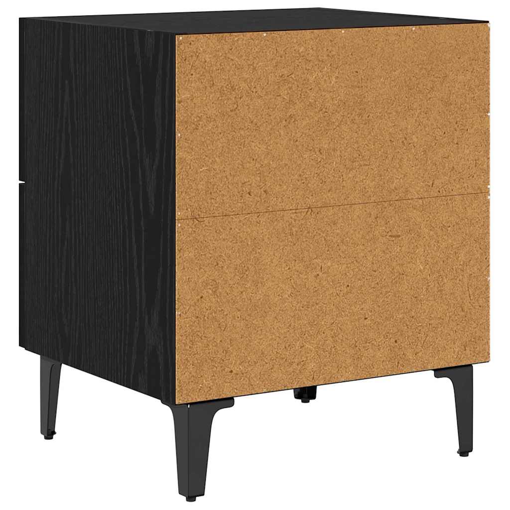 Sengeskab 2 pcs Sort eg 40 x 35 x 47,5 cm Konstrueret træ
