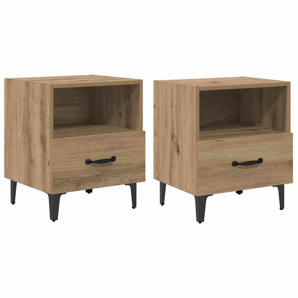 Natskab 2 pcs Artisan Egetræ 40 x 35 x 47,5 cm Konstrueret træ