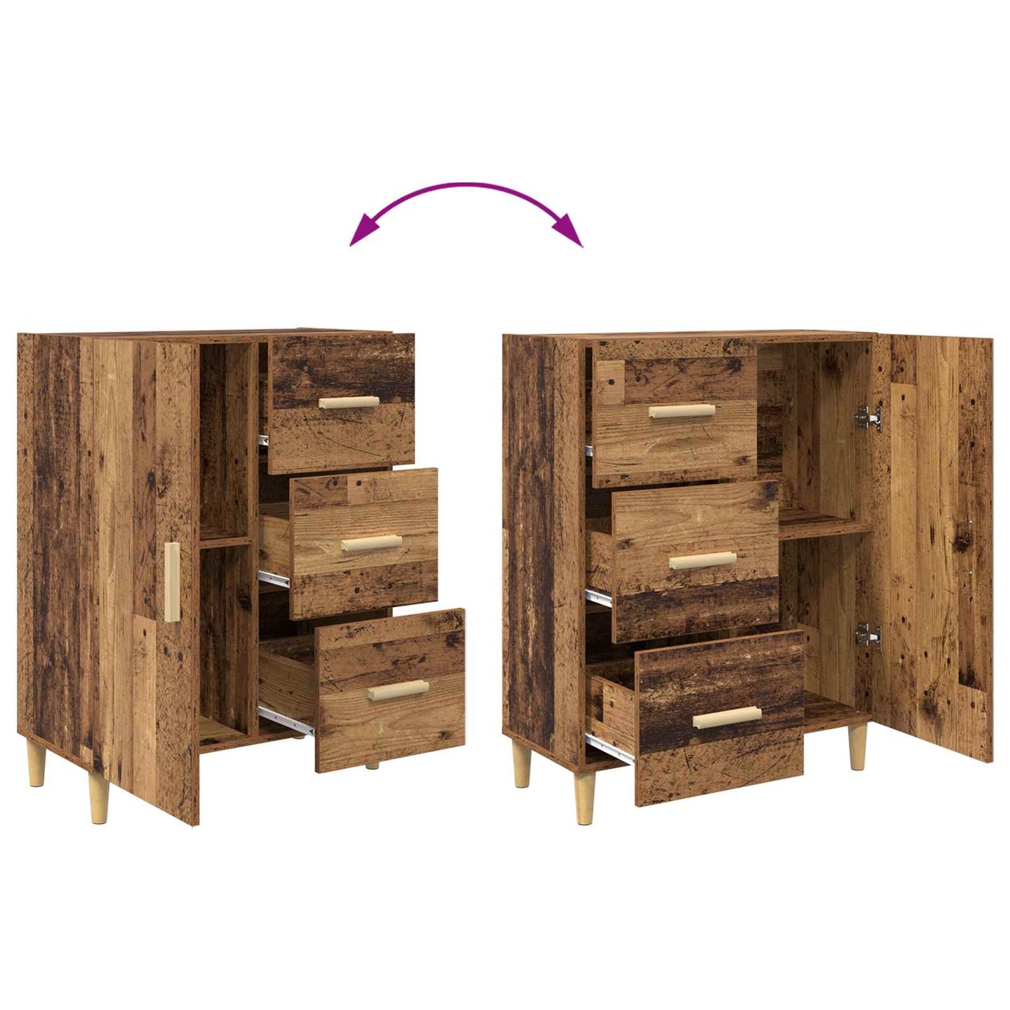 Sideboard Gammelt træ 34 x 69,5 x 90 cm Konstrueret træ
