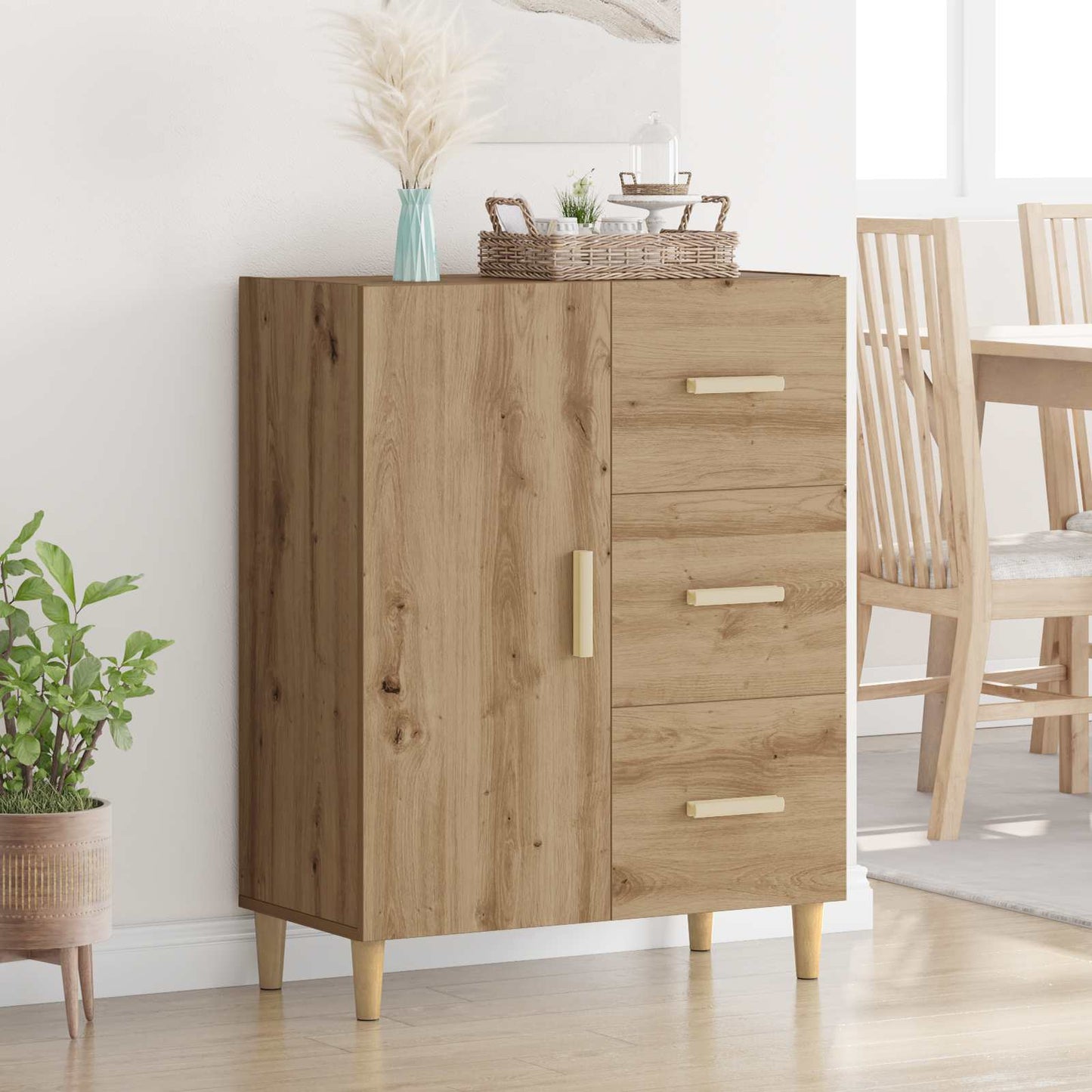 Sideboard Artisan Egetræ 34 x 69,5 x 90 cm Konstrueret træ
