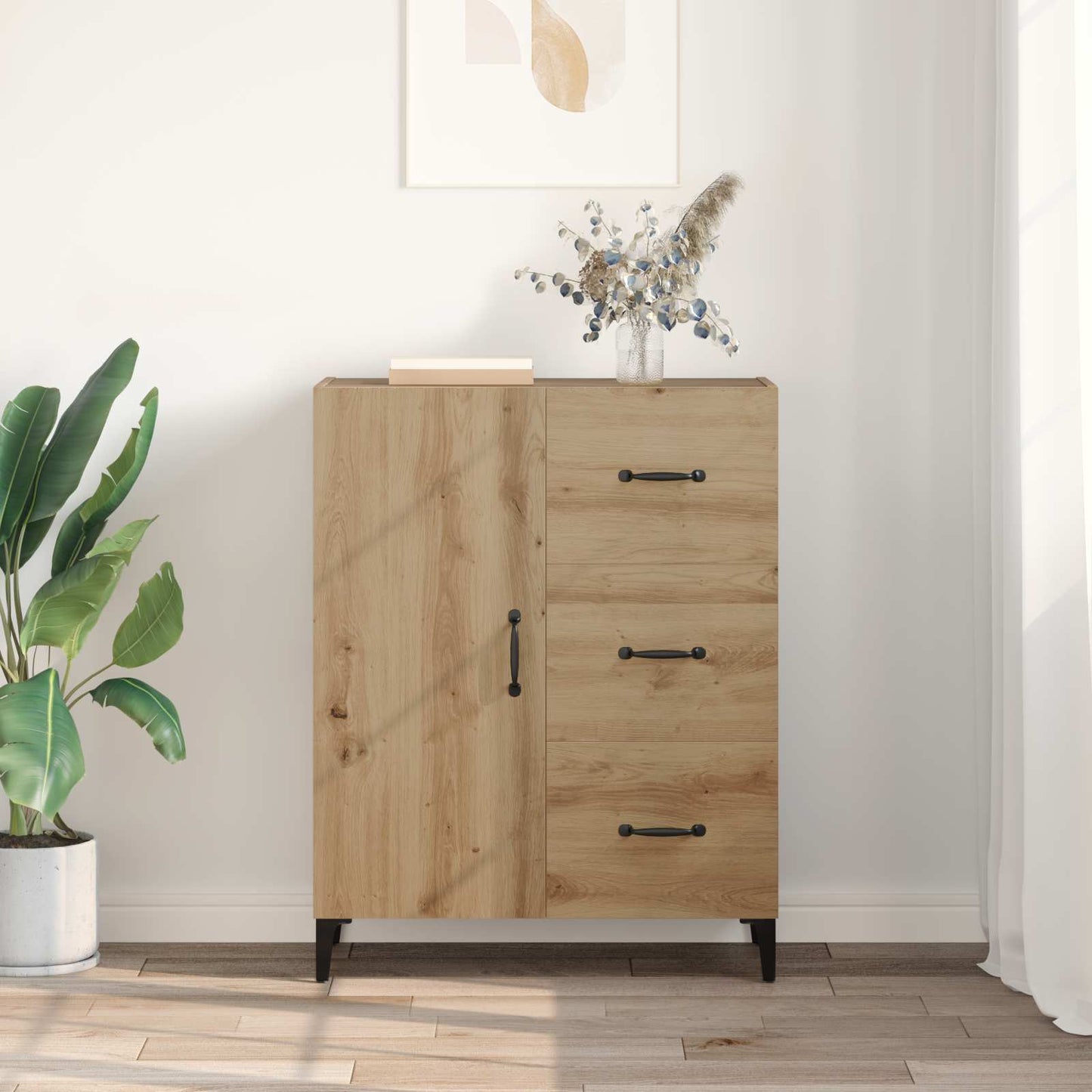 Sideboard Artisan Egetræ 69,5 x 34 x 90 cm Konstrueret træ