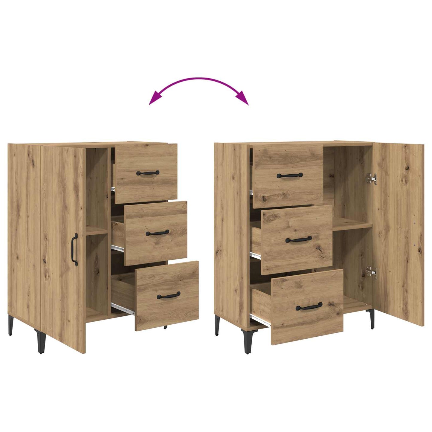 Sideboard Artisan Egetræ 69,5 x 34 x 90 cm Konstrueret træ