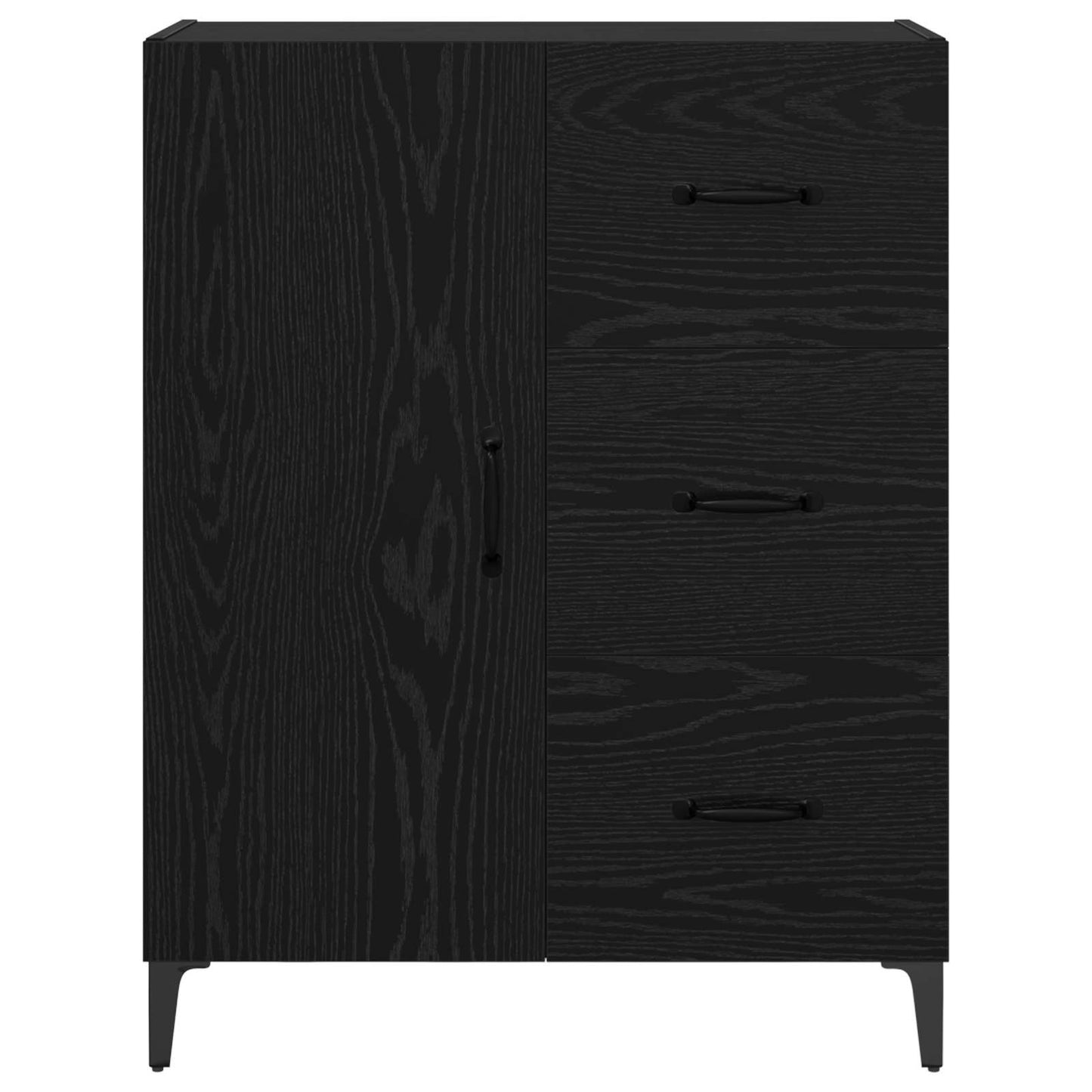 Sideboard med skuffe Sort eg 69,5 x 34 x 90 cm Konstrueret træ
