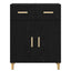 Sideboard med skuffe Sort eg 34 x 69.5 x 89 cm Konstrueret træ