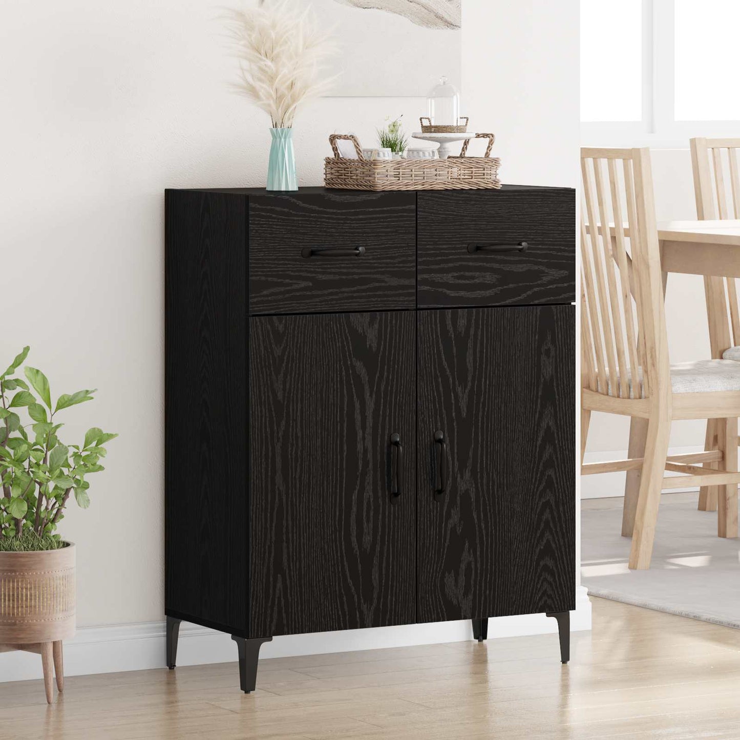 Sideboard Sort eg 69,5 x 34 x 90 cm Konstrueret træ