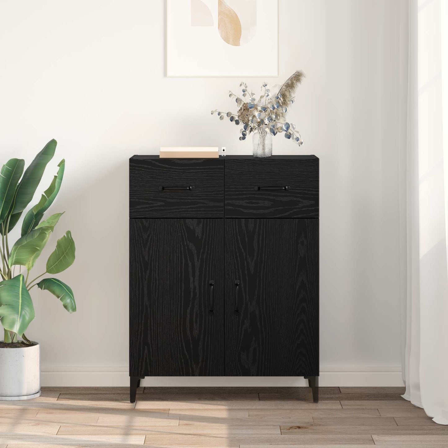 Sideboard Sort eg 69,5 x 34 x 90 cm Konstrueret træ