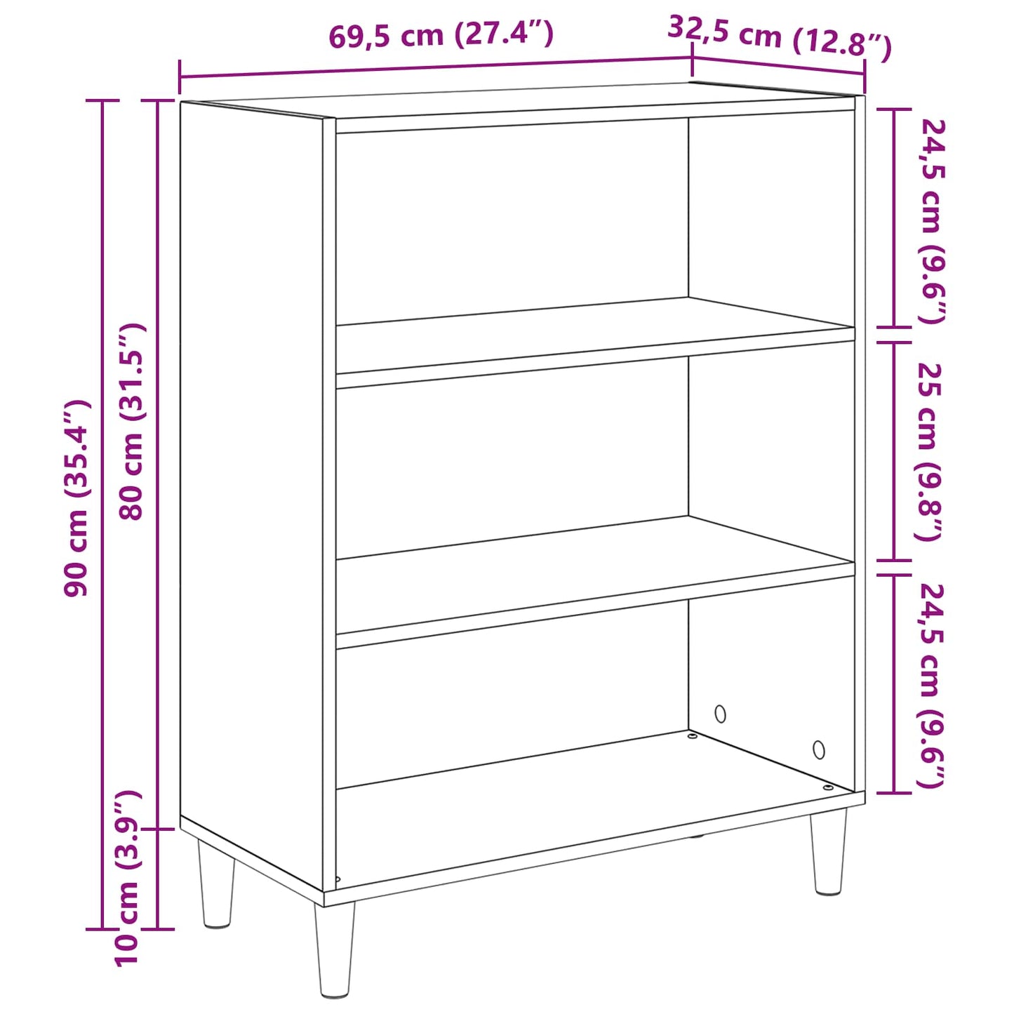 Sideboard Artisan Egetræ 69,5 x 32,5 x 90 cm Konstrueret træ