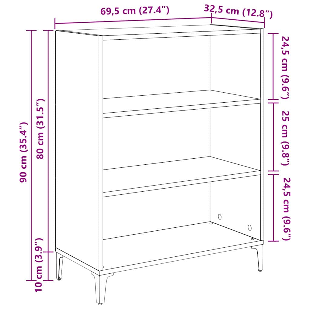 Sideboard Gammelt træ 69,5 x 32,5 x 90 cm Konstrueret træ