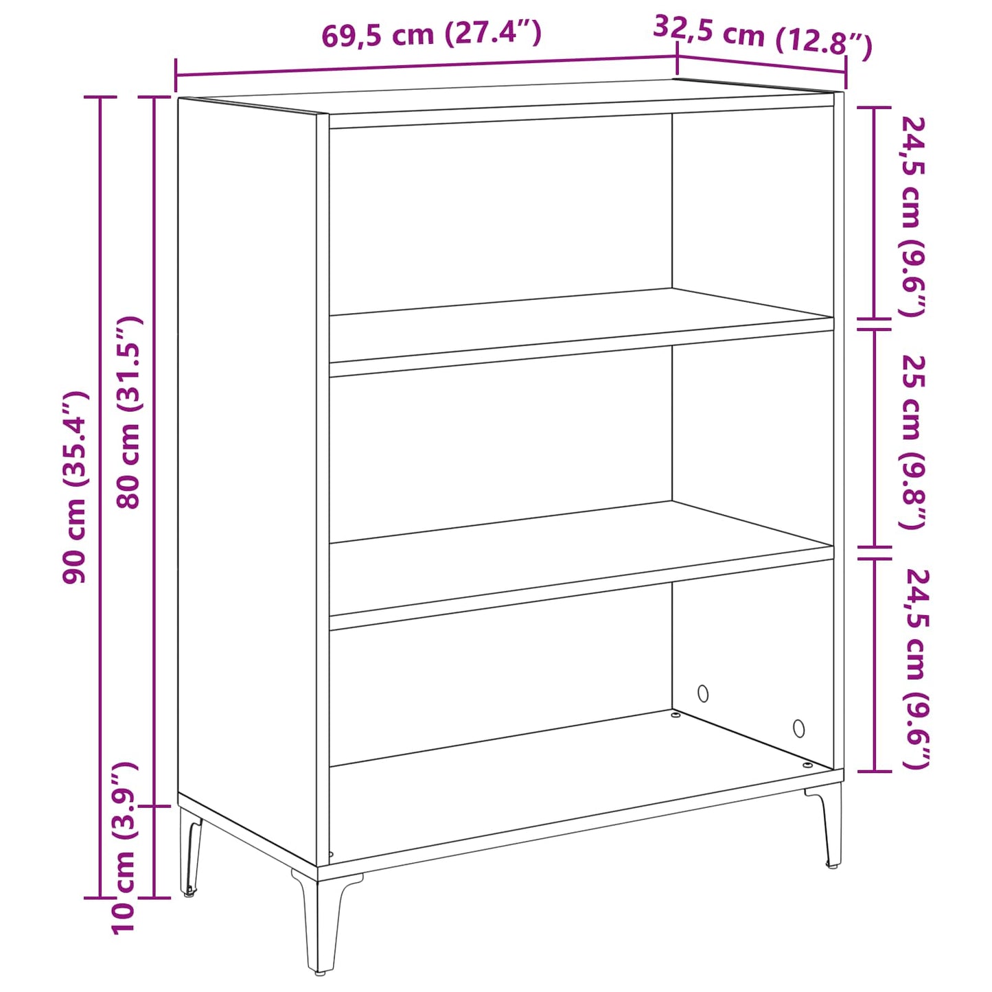 Sideboard Gammelt træ 69,5 x 32,5 x 90 cm Konstrueret træ