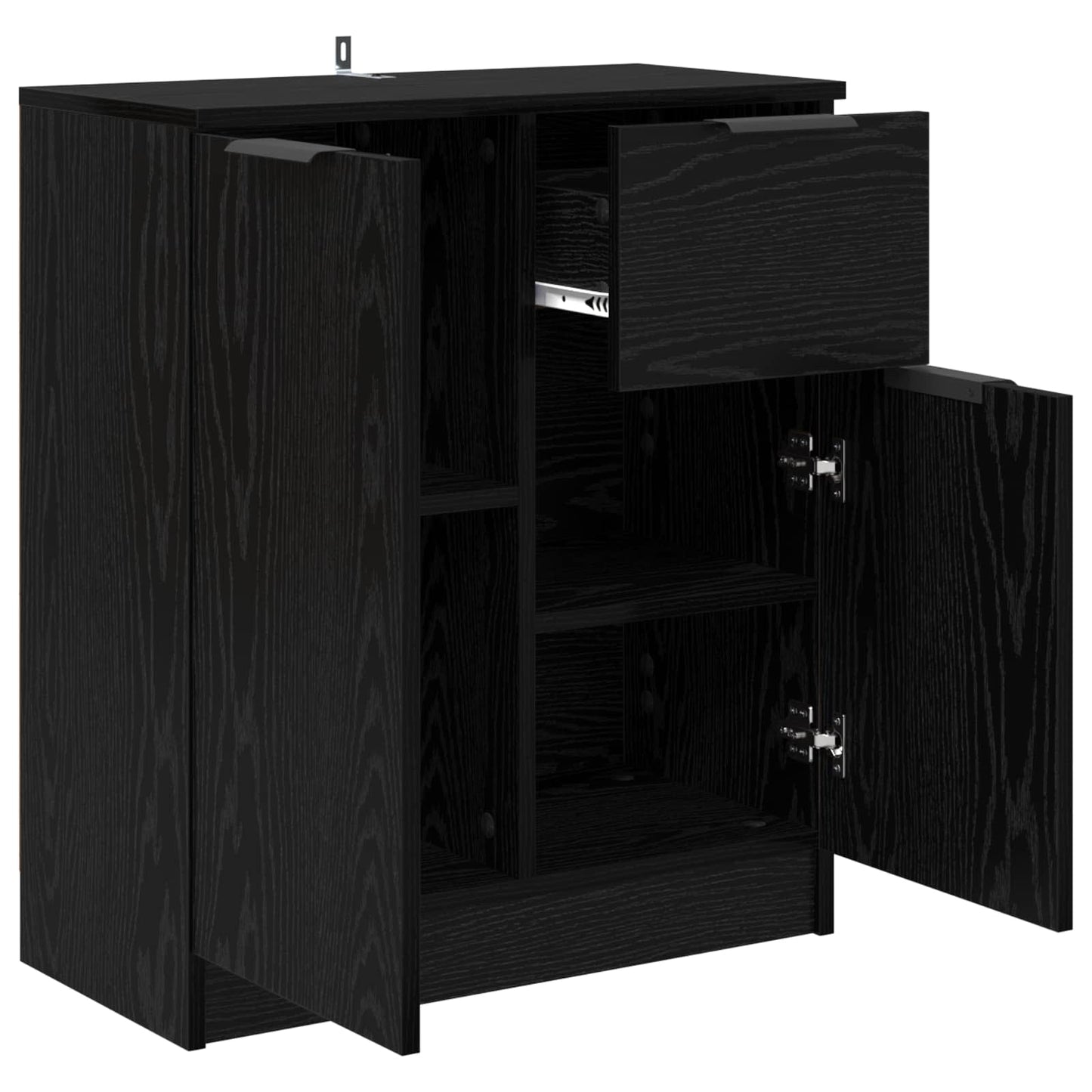 Sideboard med skuffe Sort eg 60 x 30 x 70 cm Konstrueret træ