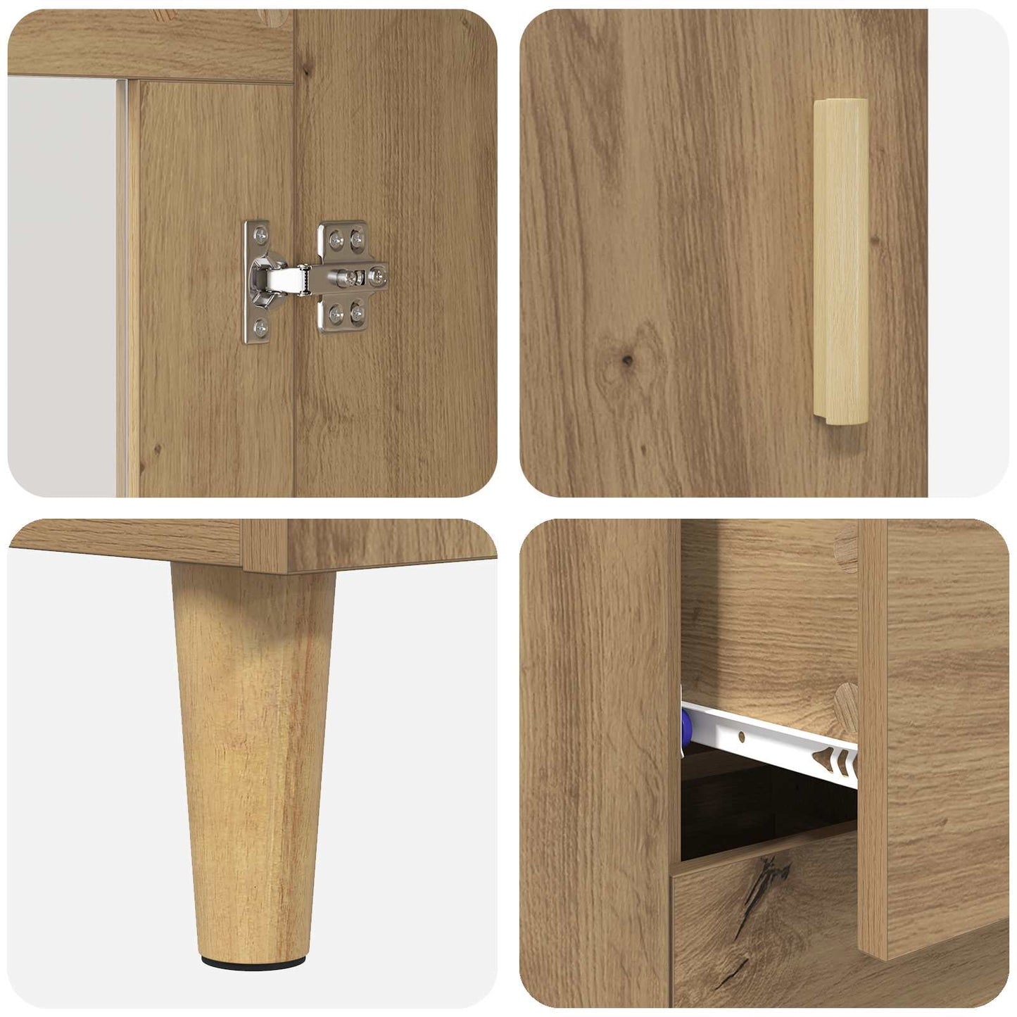 Sideboard Artisan Egetræ 69,5 x 34 x 90 cm Konstrueret træ