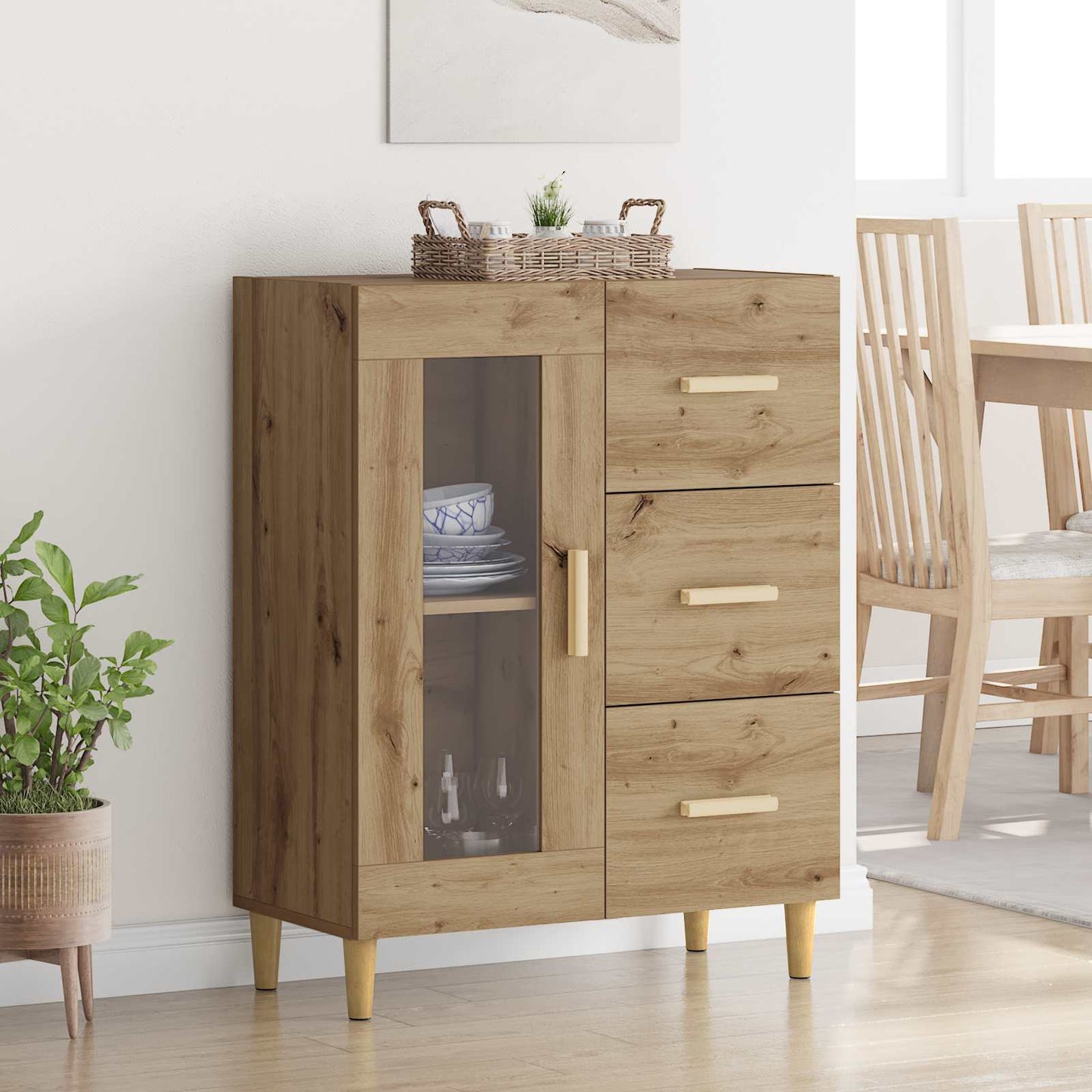 Sideboard Artisan Egetræ 69,5 x 34 x 90 cm Konstrueret træ