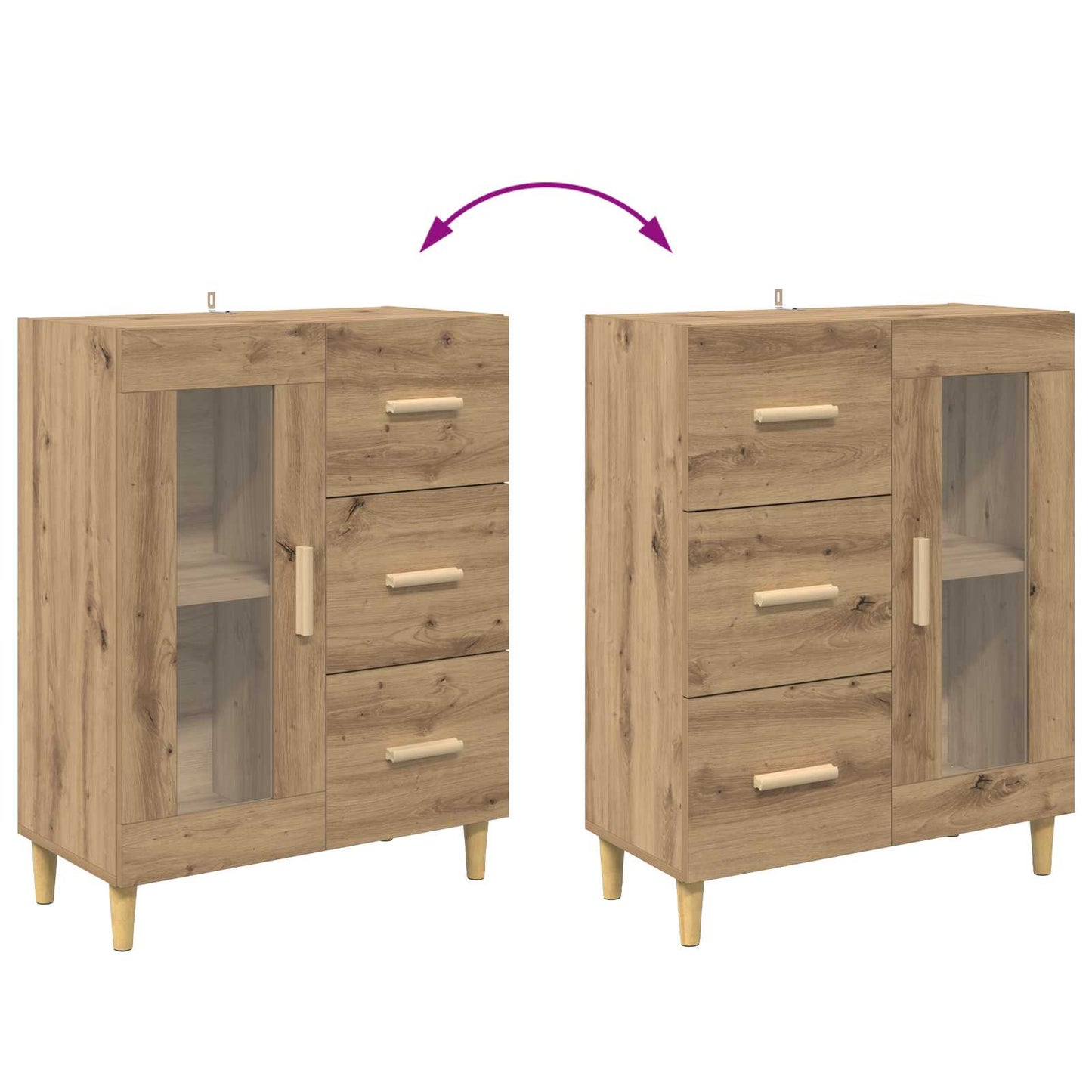 Sideboard Artisan Egetræ 69,5 x 34 x 90 cm Konstrueret træ