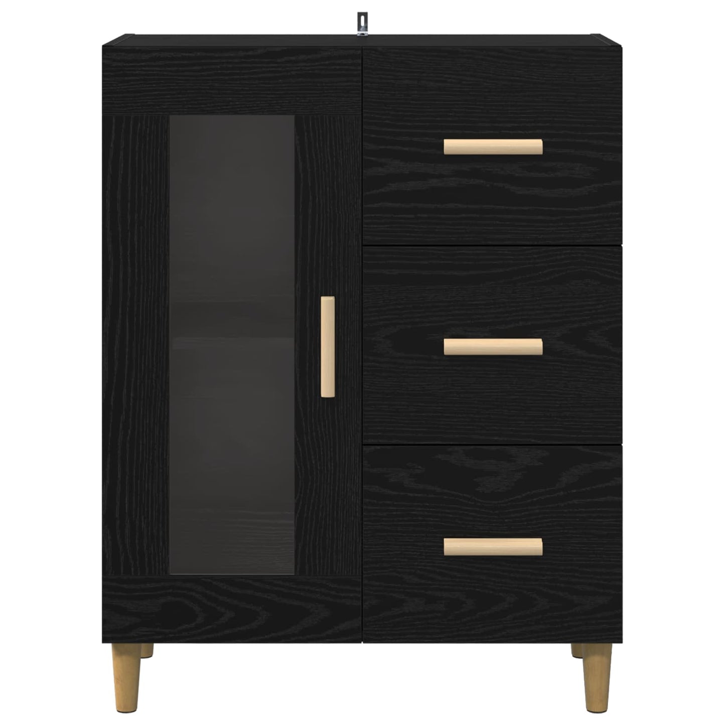 Sideboard med skuffe Sort eg 69,5 x 34 x 90 cm Konstrueret træ
