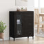 Sideboard Sort eg 69,5 x 34 x 90 cm Ingeniørt træ og jern