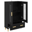 Highboard med skuffe Sort eg 70 x 31 x 115 cm Konstrueret træ