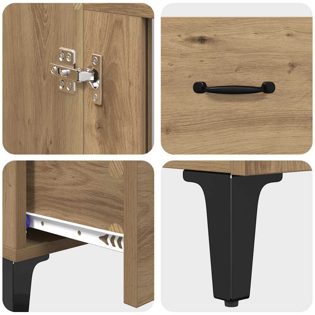Highboard Artisan Egetræ 70 x 31 x 115 cm Ingeniørt træ og jern
