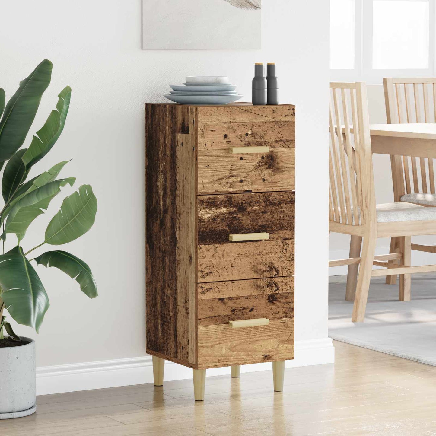 Sideboard Gammelt træ 34.5 x 34 x 90 cm Konstrueret træ