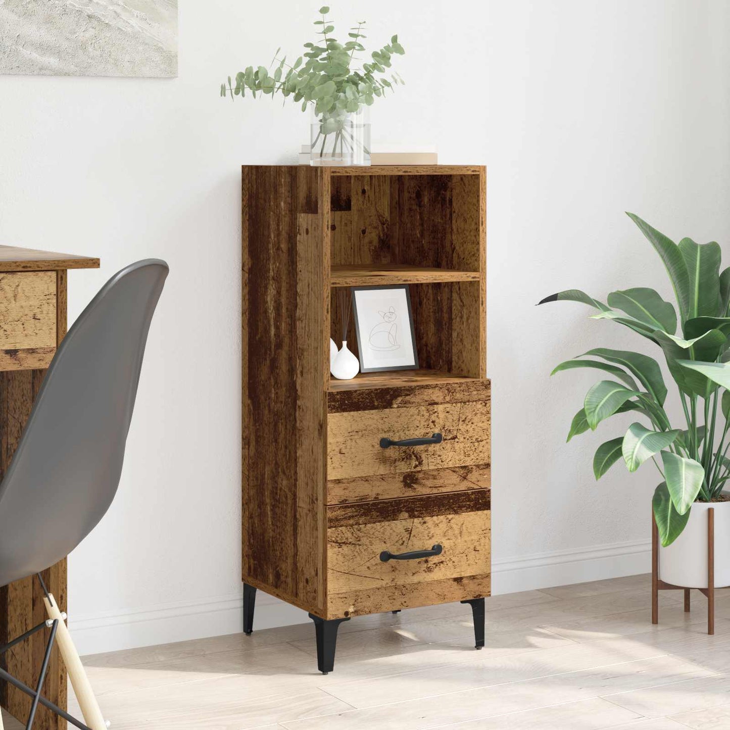 Sideboard Gammelt træ 34 x 34,5 x 90 cm Konstrueret træ
