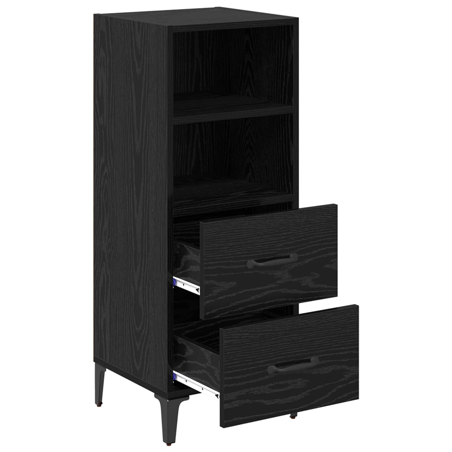 Sideboard med skuffe Sort eg 34 x 34,5 x 90 cm Konstrueret træ