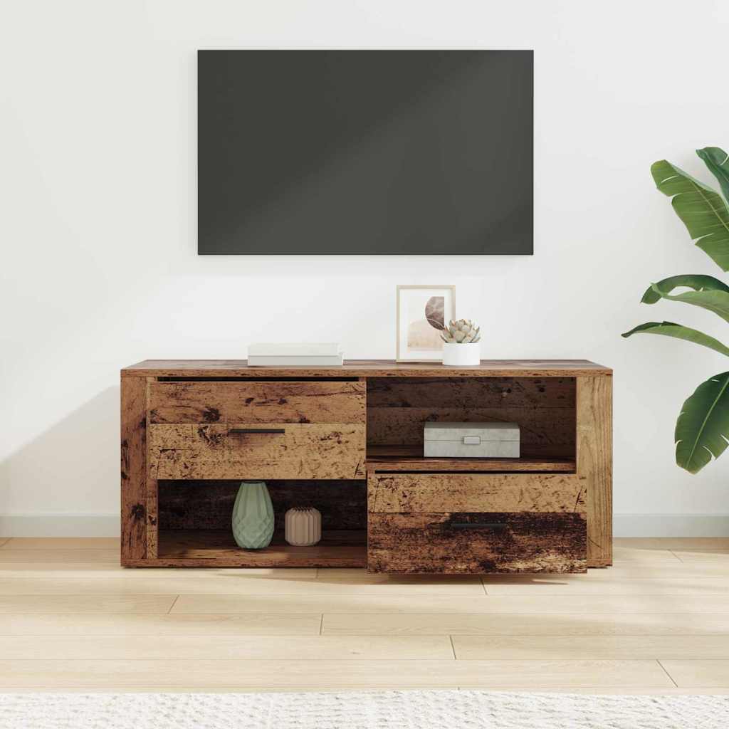 TV-skab med skuffe Gammelt træ 100 x 35 x 40 cm Konstrueret træ