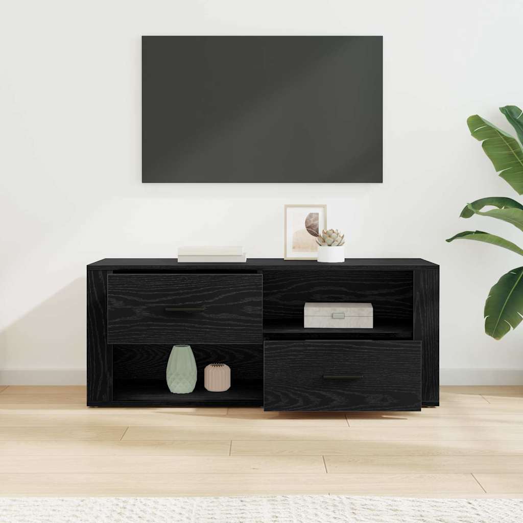 TV-skab med skuffe Sort eg 100 x 35 x 40 cm Konstrueret træ