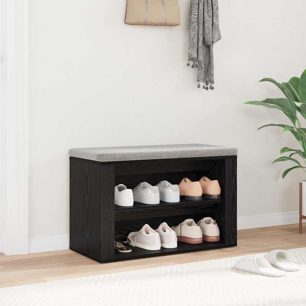 Skostativ med hylde Sort eg 75 x 35 x 45 cm Konstrueret træ
