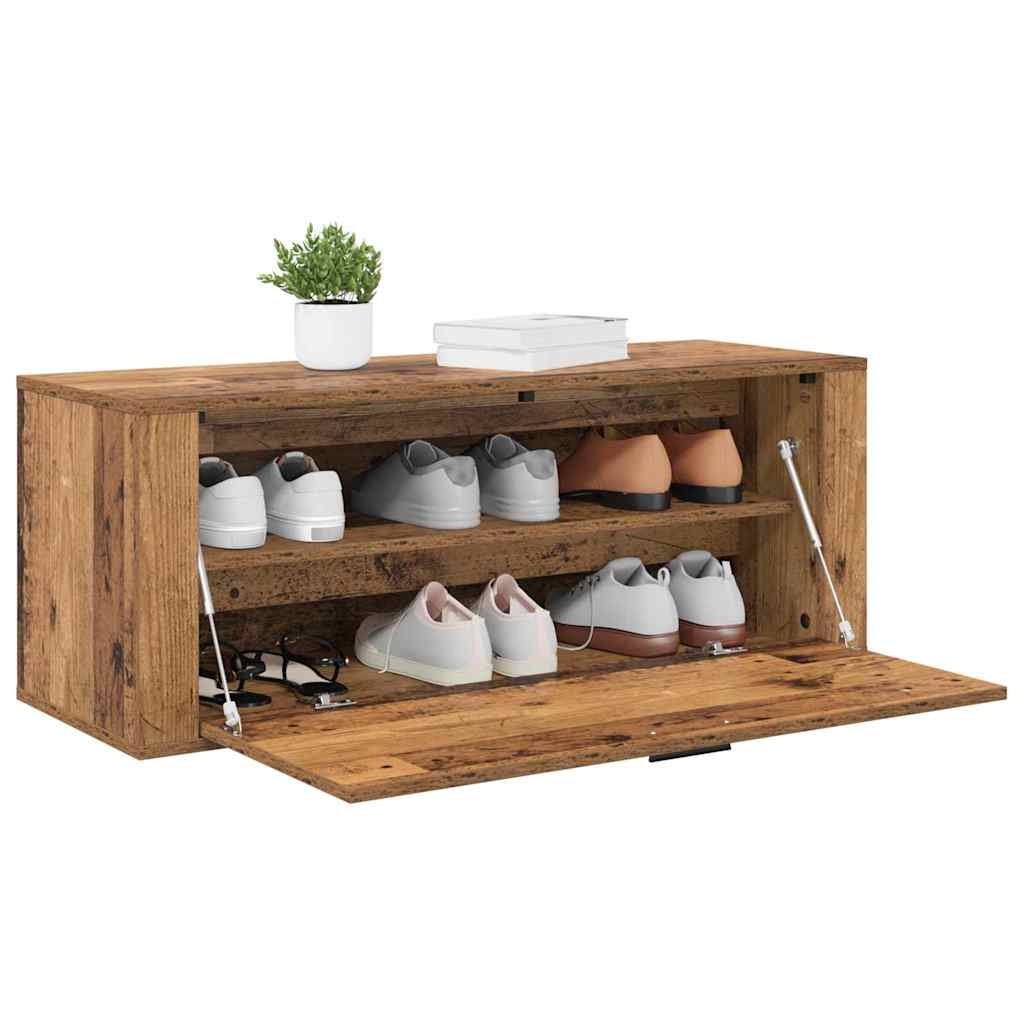 Sko skab med hylde Gammelt træ 100 x 35 x 38 cm Konstrueret træ