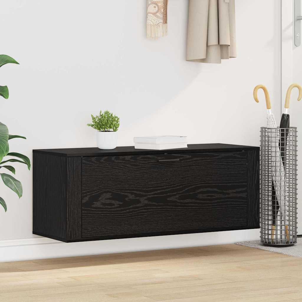 Sko skab med hylde Sort eg 100 x 35 x 38 cm Konstrueret træ