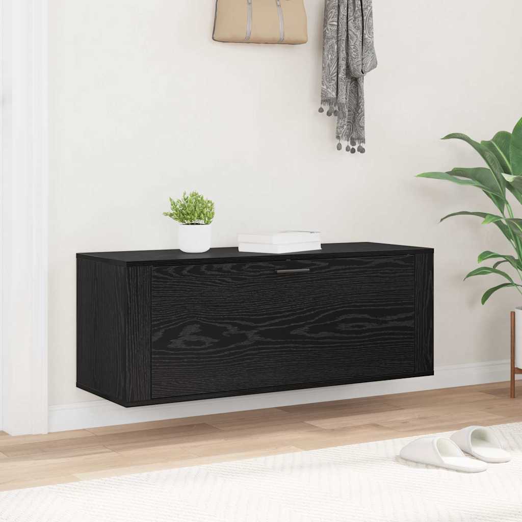 Sko skab med hylde Sort eg 100 x 35 x 38 cm Konstrueret træ