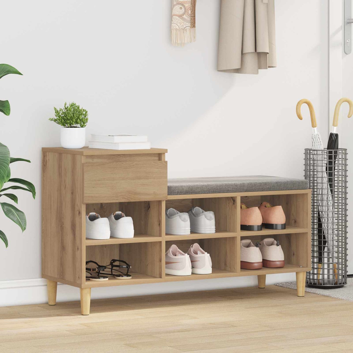 Sko skab 102 x 36 x 60 cm Konstrueret træ Artisan Egetræ