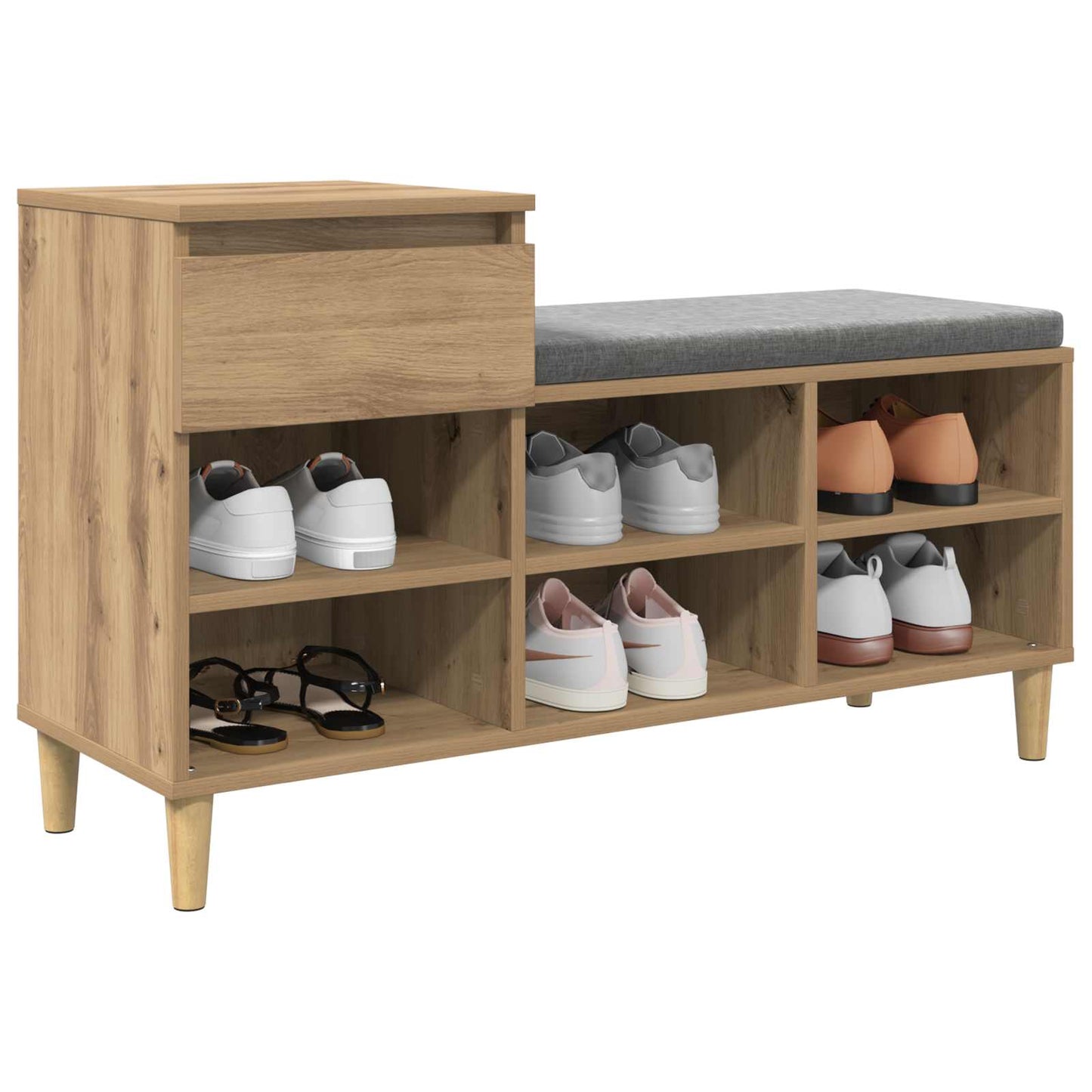 Sko skab 102 x 36 x 60 cm Konstrueret træ Artisan Egetræ
