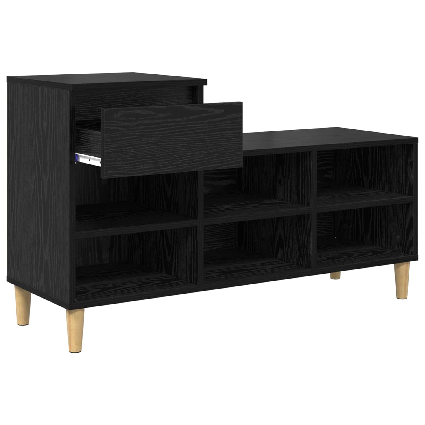 Sko skab med skuffe Sort eg 102 x 36 x 60 cm Konstrueret træ