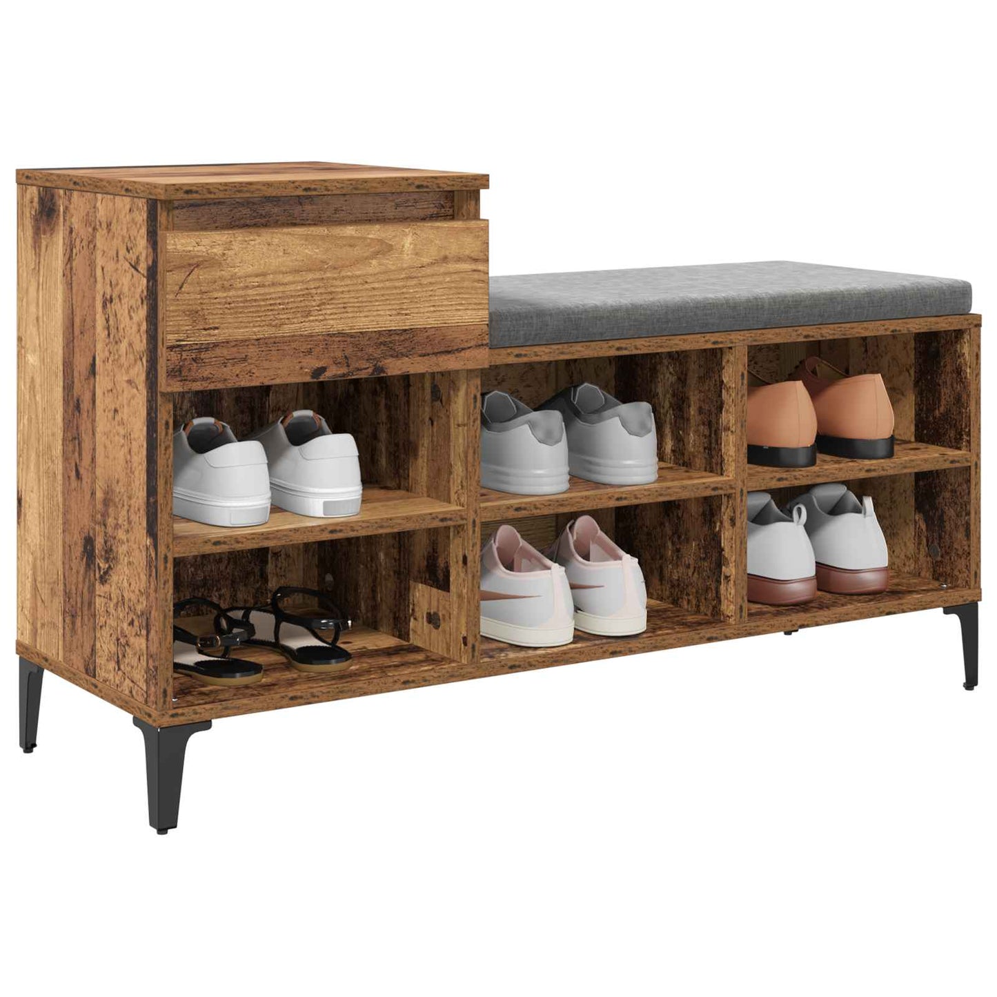 Sko skab med hylde Gammelt træ 102 x 36 x 60 cm Konstrueret træ