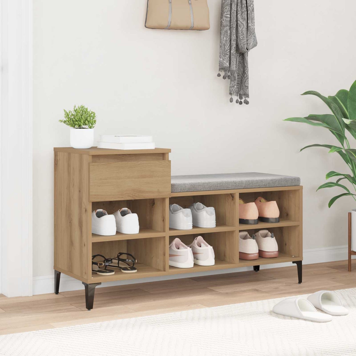 Sko skab 102 x 36 x 60 cm Konstrueret træ artisan eg
