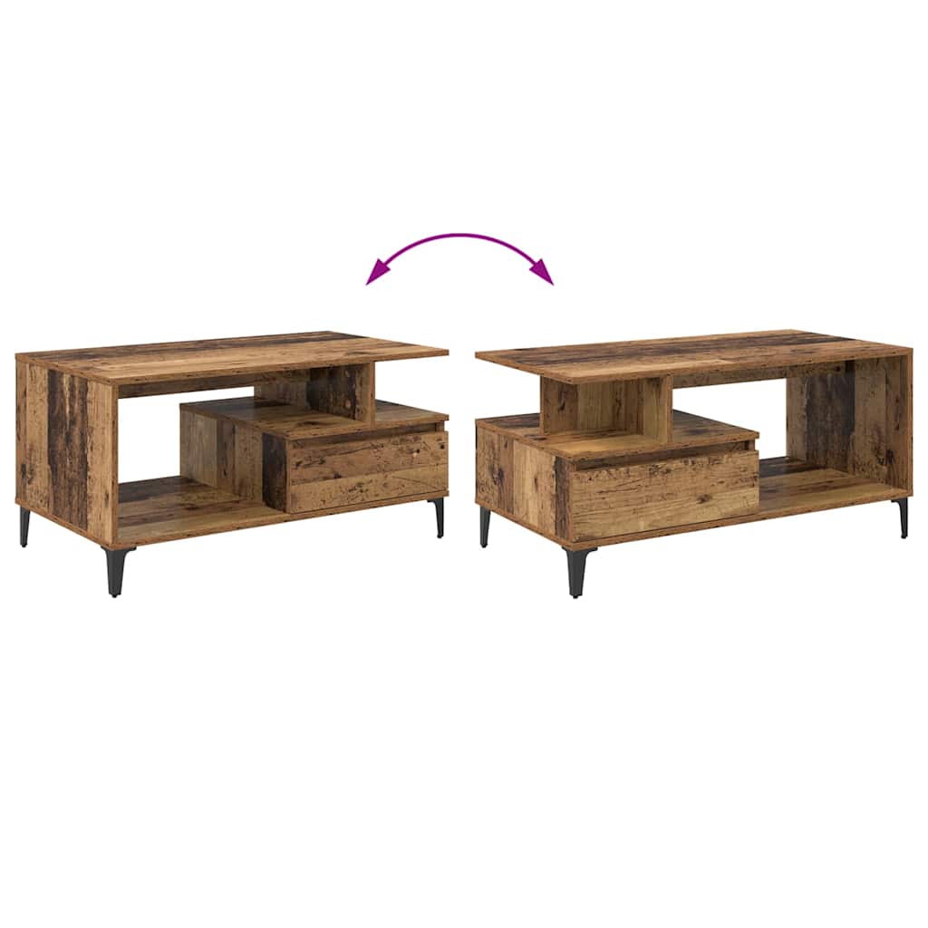 Sofabord med skuffe Gammelt træ 90 x 49 x 45 cm Konstrueret træ