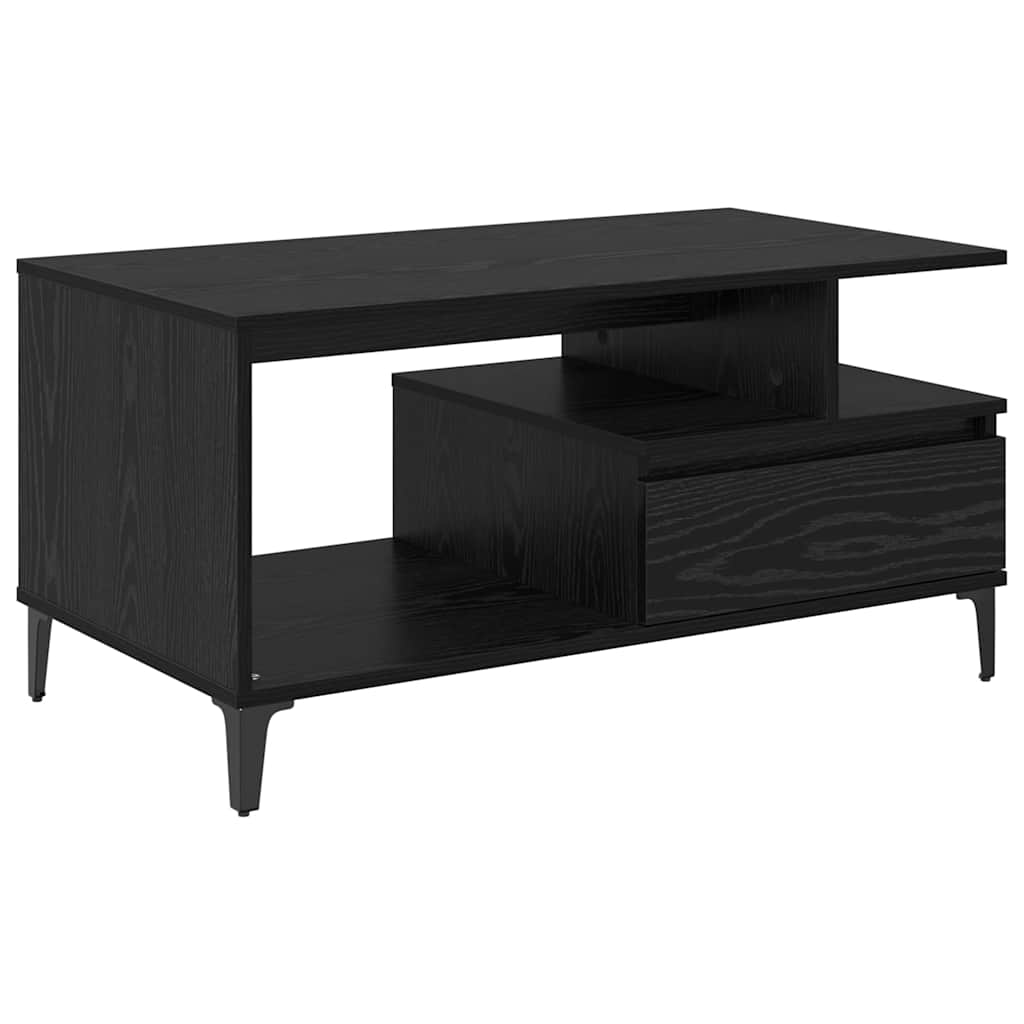 Sofabord med skuffe Sort eg 90 x 49 x 45 cm Konstrueret træ
