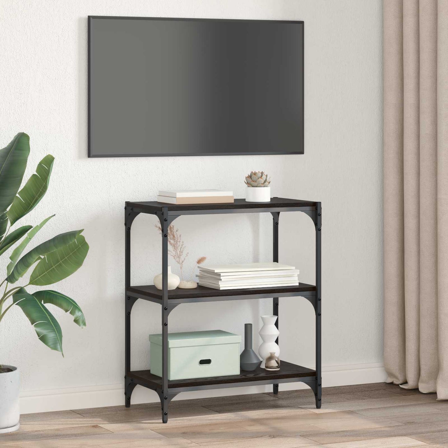 Bogskab Sort eg 60 x 33 x 70,5 cm Ingeniørt træ og jern